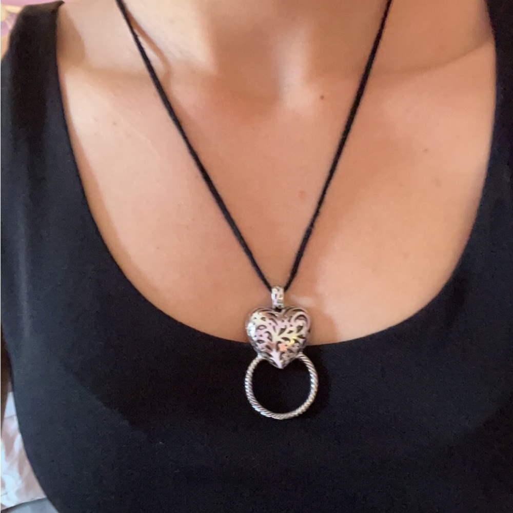 Y2K silver puffy heart pendant